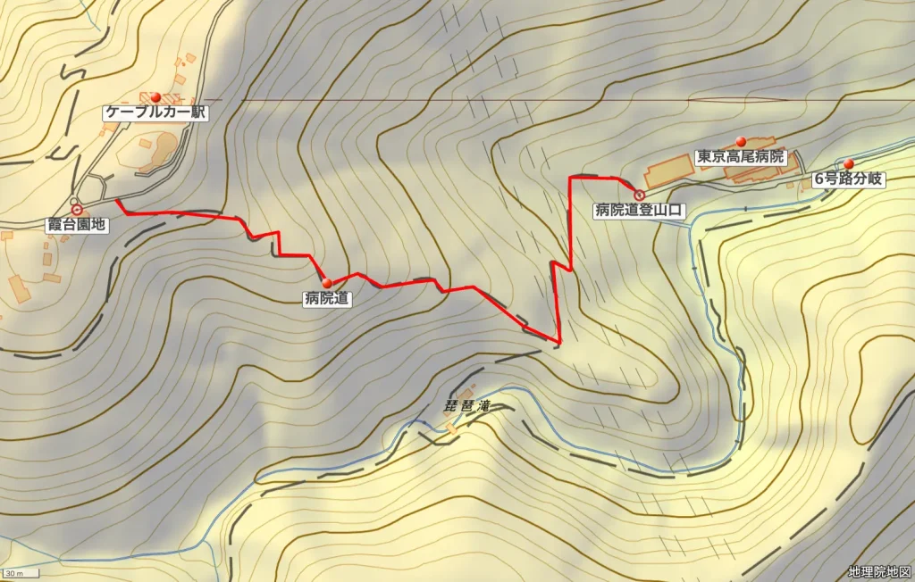 高尾山 病院道マップ