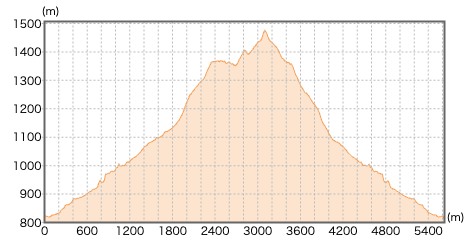 埼玉県秩父市南天山の登山コース断面図