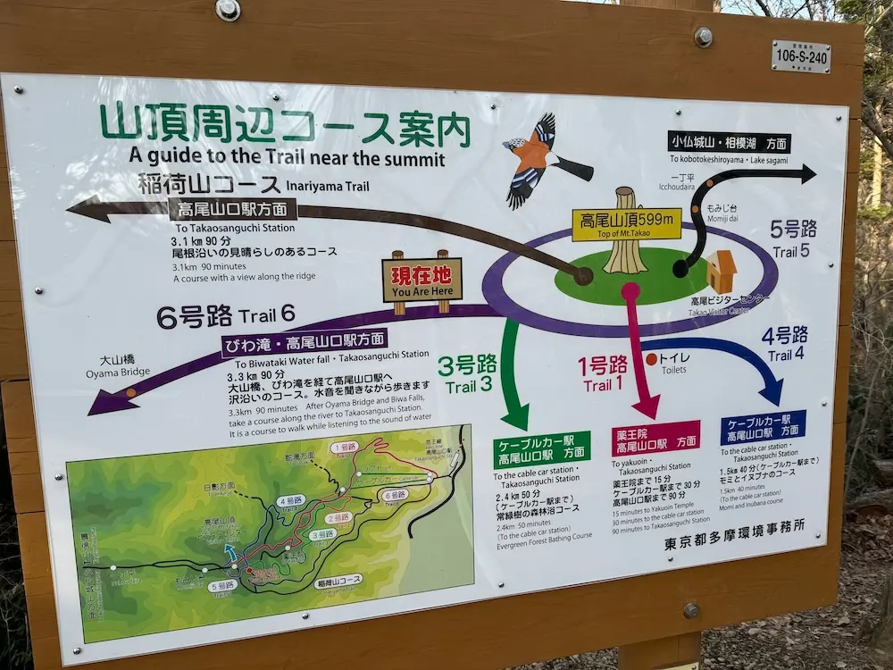 高尾山 山頂周辺コース案内図の写真