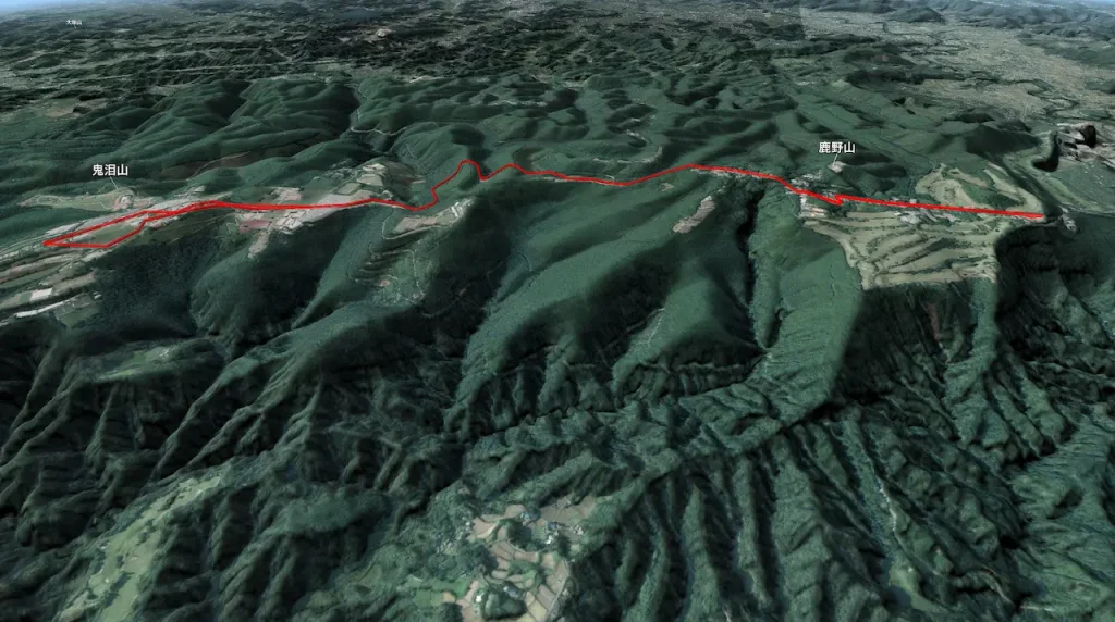 千葉県鹿野山の登山コース3D図