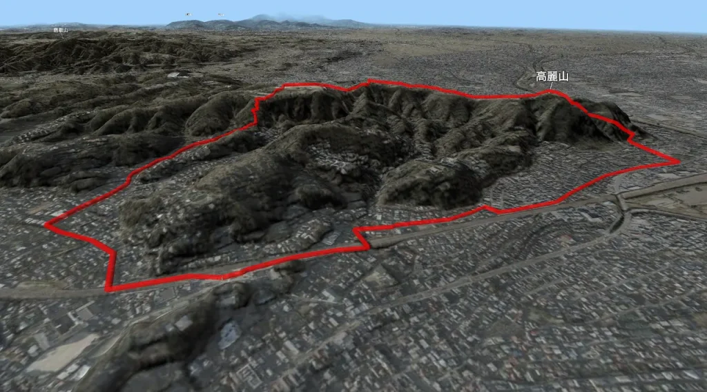 神奈川県高麗山の登山コース3D図