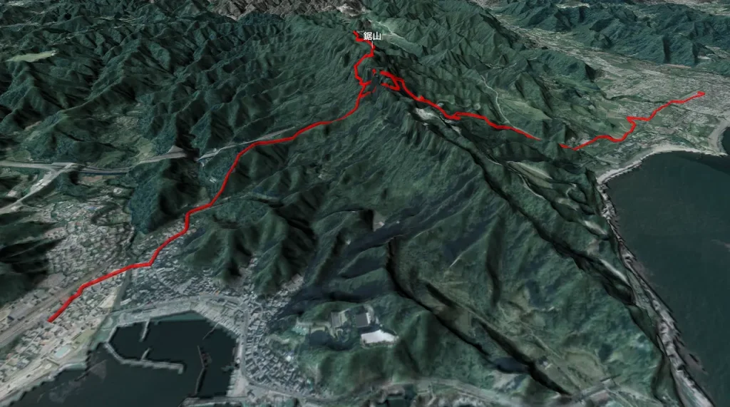 千葉県鋸山の登山コース3D図