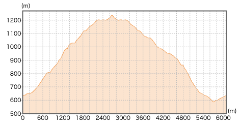 山梨県春日沢ノ頭の登山コース断面図