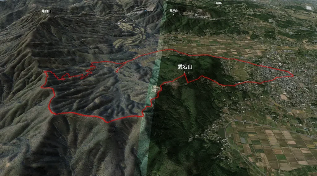 茨城県愛宕山の登山コース3D図