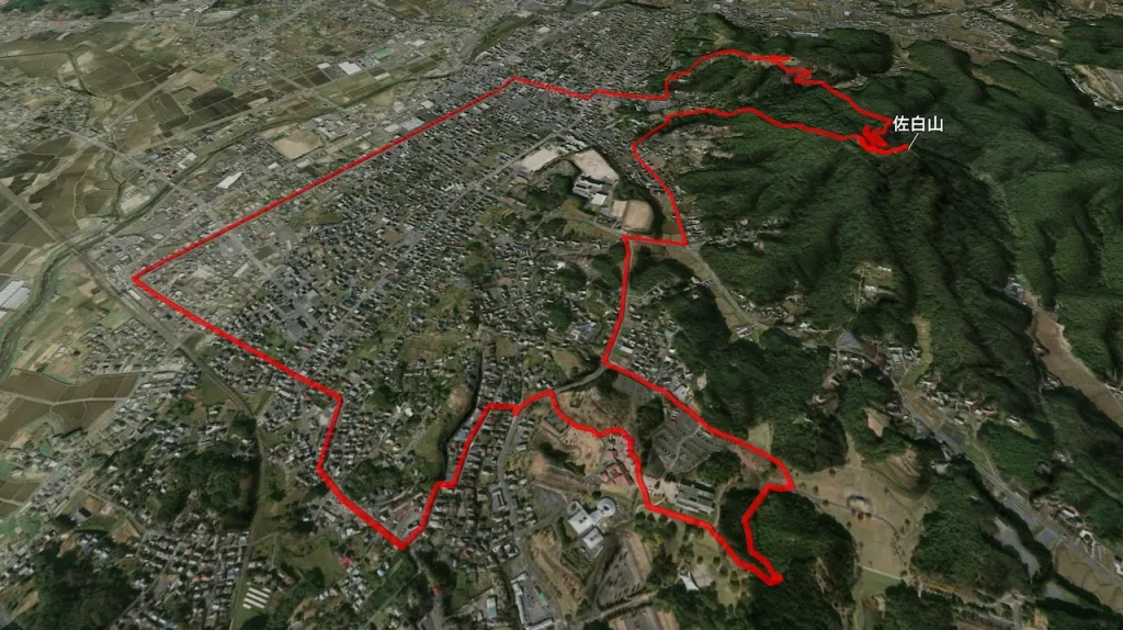 茨城県富士山_佐白山_登山コース3D図