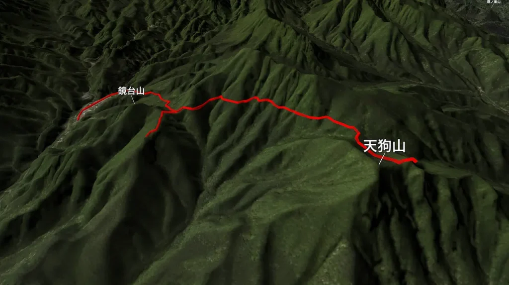 群馬県榛名天狗山の登山コース3D図