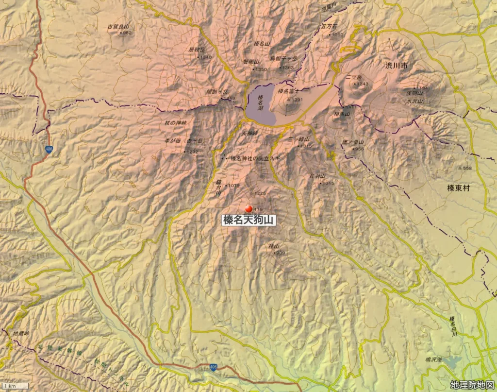 群馬県榛名天狗山の位置