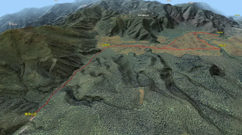 群馬県尾瀬ヶ原（鳩待峠スタート）登山コース3D図