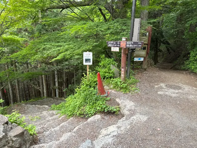 東京都御岳山 長尾平分岐を左下へ七代の滝へ下りる