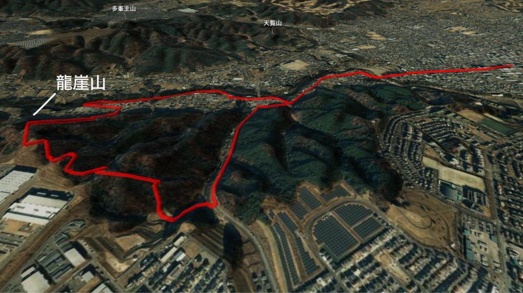 埼玉県_龍崖山の登山コース3D図