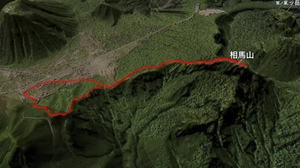 群馬県相馬山の登山コース3D図