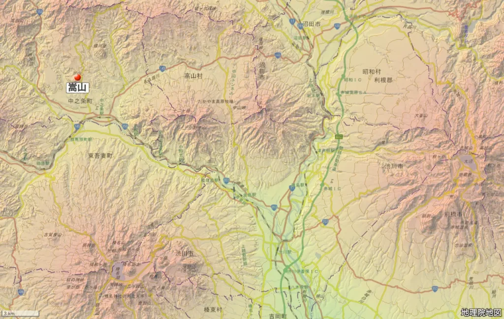 群馬県嵩山の位置