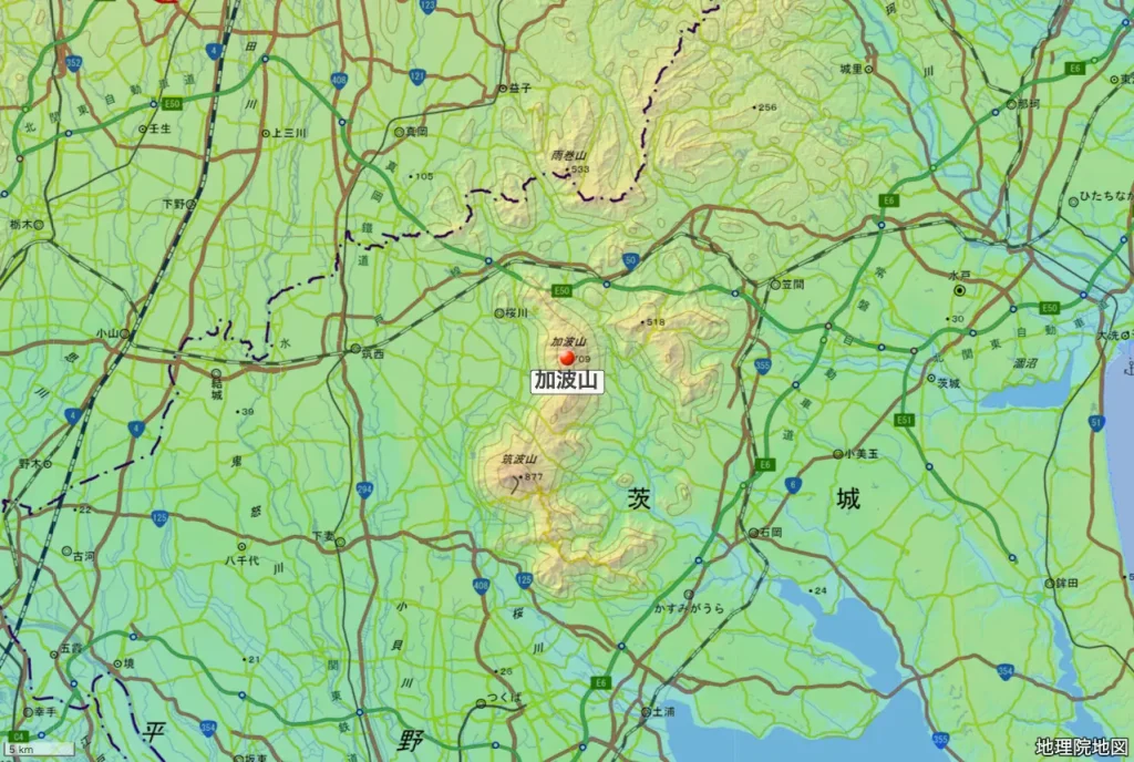 茨城県加波山の位置