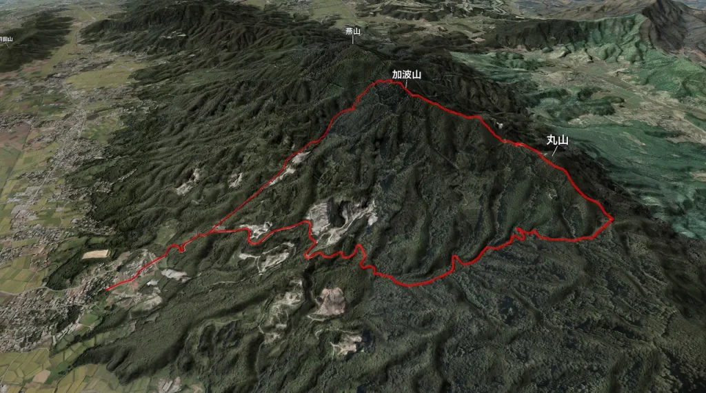 茨城県加波山の登山コース3D図