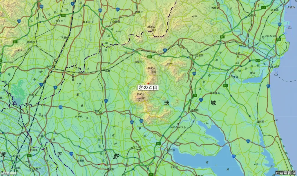 茨城県きのこ山の位置