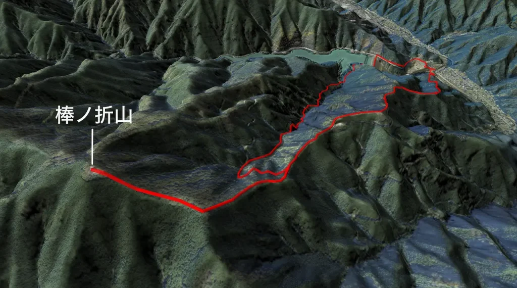 埼玉県_棒ノ折山の登山コース3D図