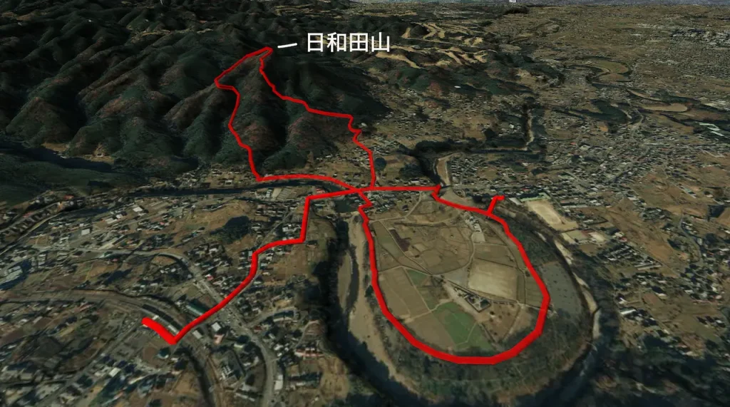 埼玉県_日和田山の登山コース3D図