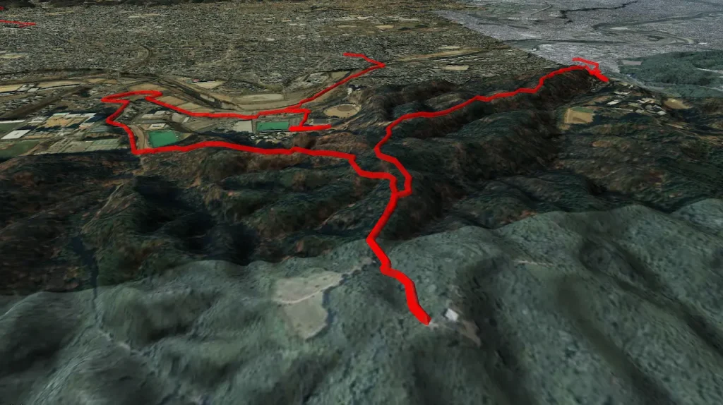 埼玉県_加治丘陵の登山コース3D図