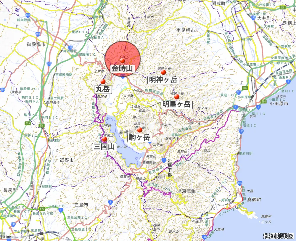 神奈川県_金時山の位置