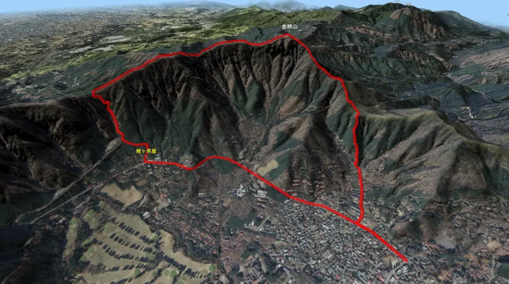 神奈川県_金時山の登山コース3D図