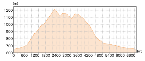 神奈川県_金時山の登山コース断面図