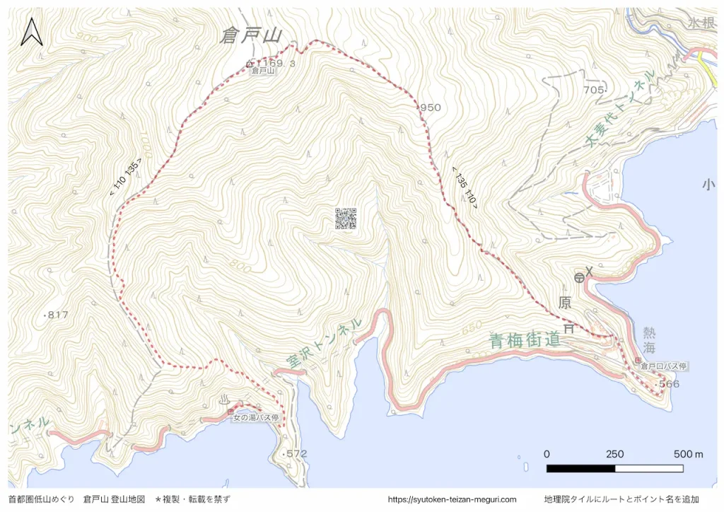 東京都_倉戸山の登山地図画像