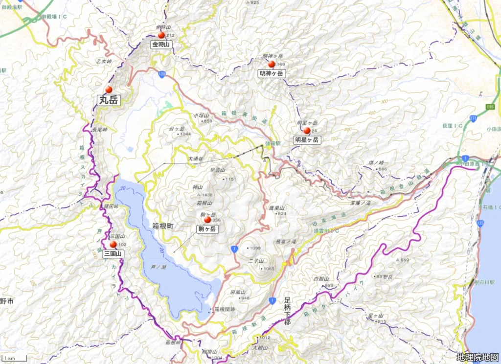 神奈川県_箱根_丸岳の位置