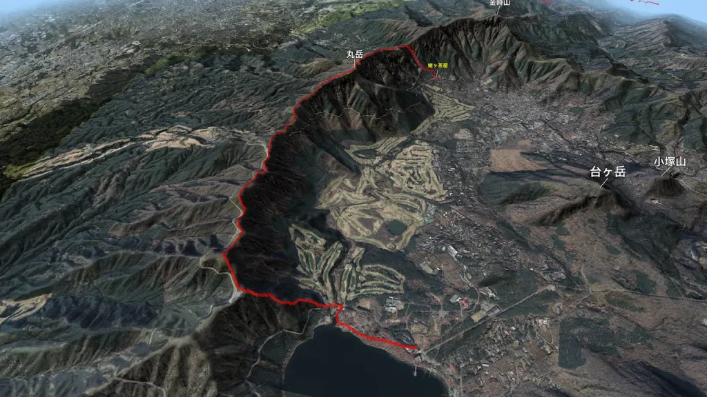 神奈川県_箱根_丸岳の登山コース3D図