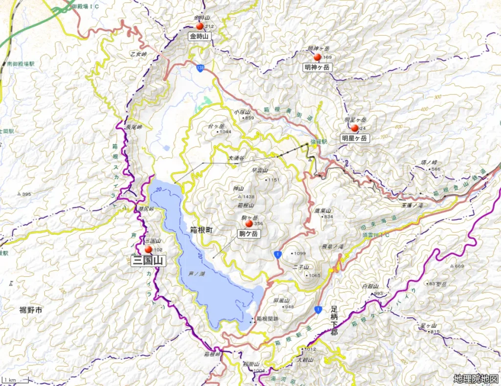 神奈川県_三国山の位置