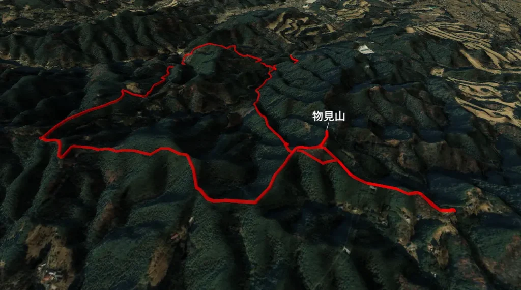 埼玉県_物見山の登山コース3D図