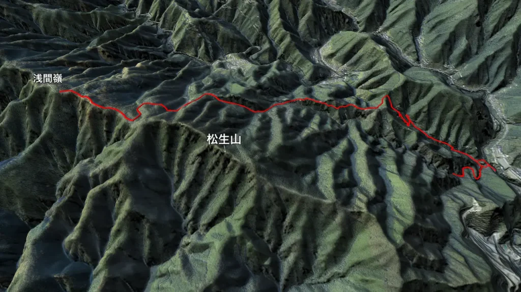 東京都_浅間嶺の登山コース3D図