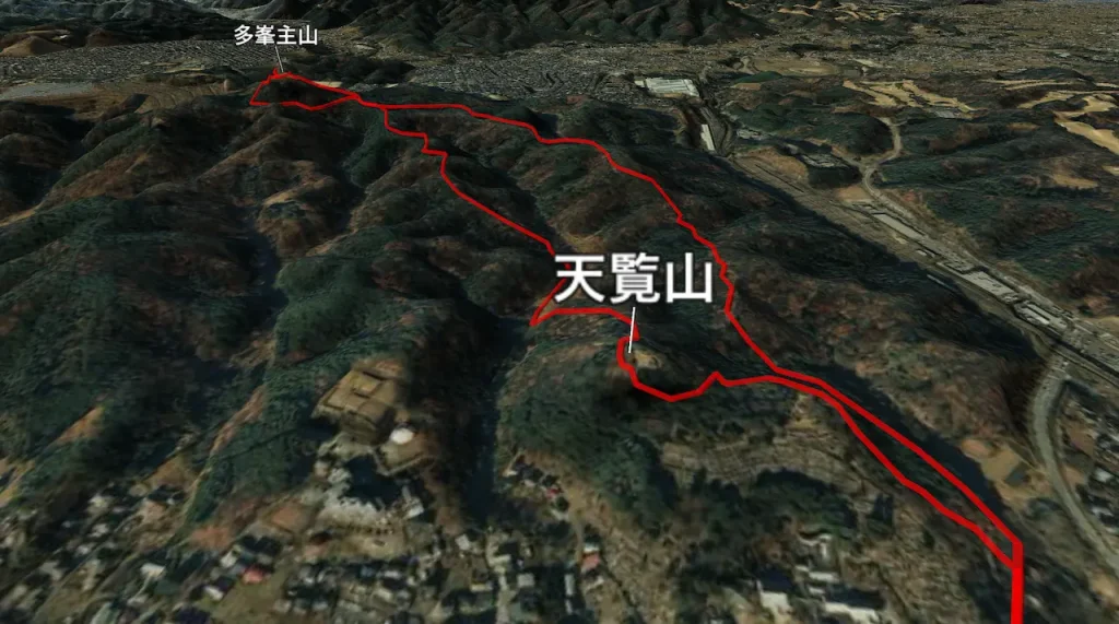 埼玉県_天覧山の登山コース3D図