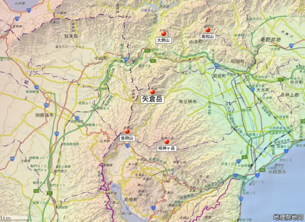 神奈川県_矢倉岳の位置