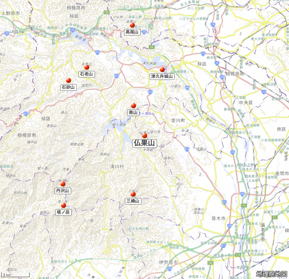 神奈川県_仏果山の位置