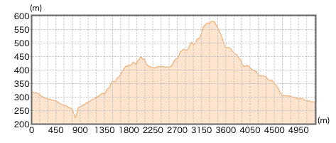神奈川県_石砂山の登山コース断面図
