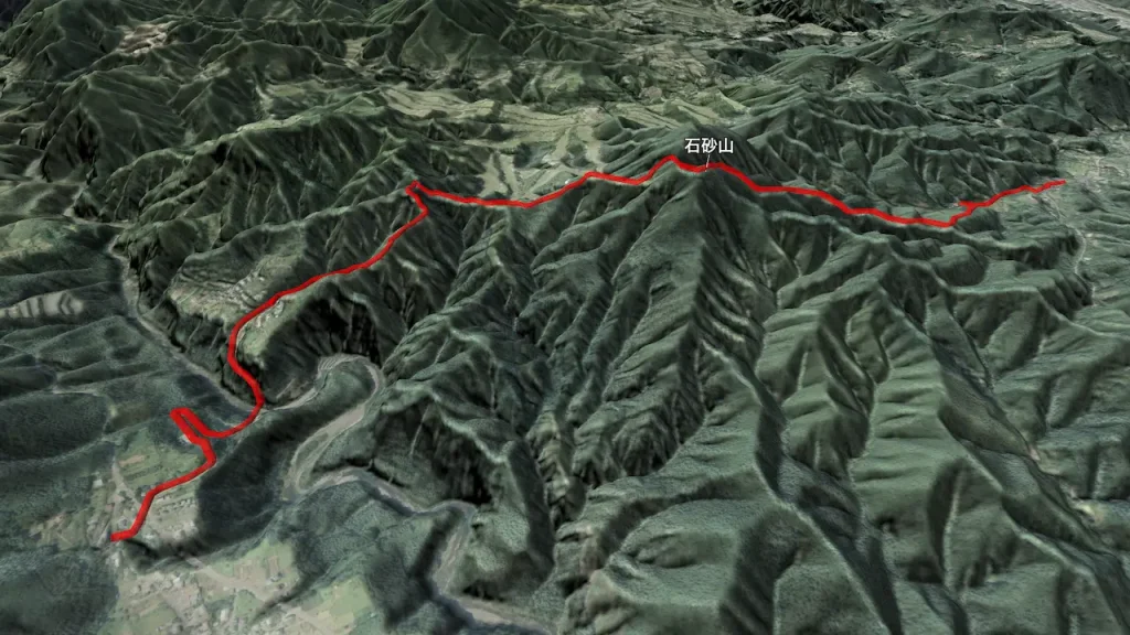 神奈川県_石砂山登山コース3D図