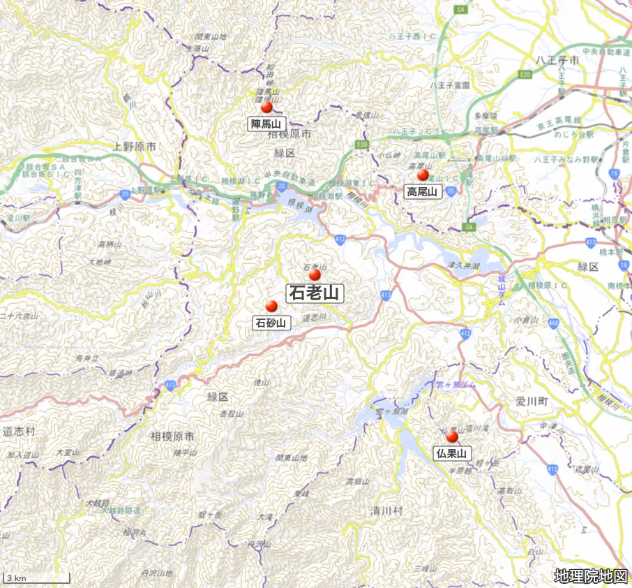 神奈川県_石老山の位置