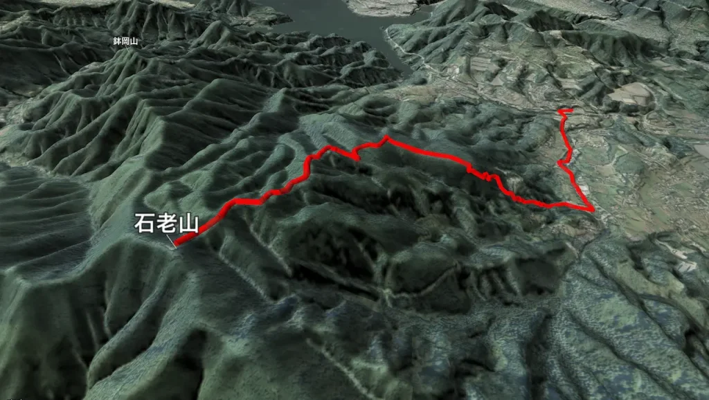 神奈川県_石老山の登山コース3D図