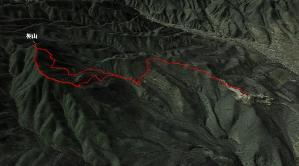 山梨県_棚山の登山コース3D図