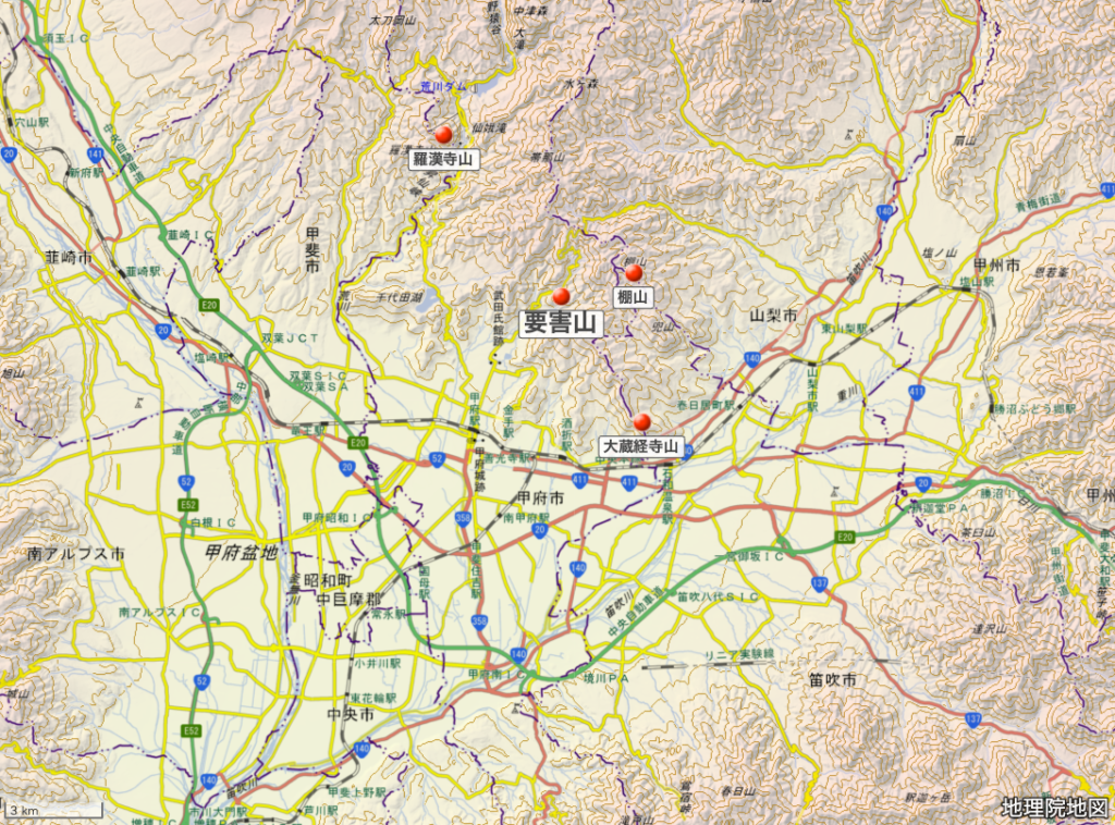 山梨県_要害山の位置