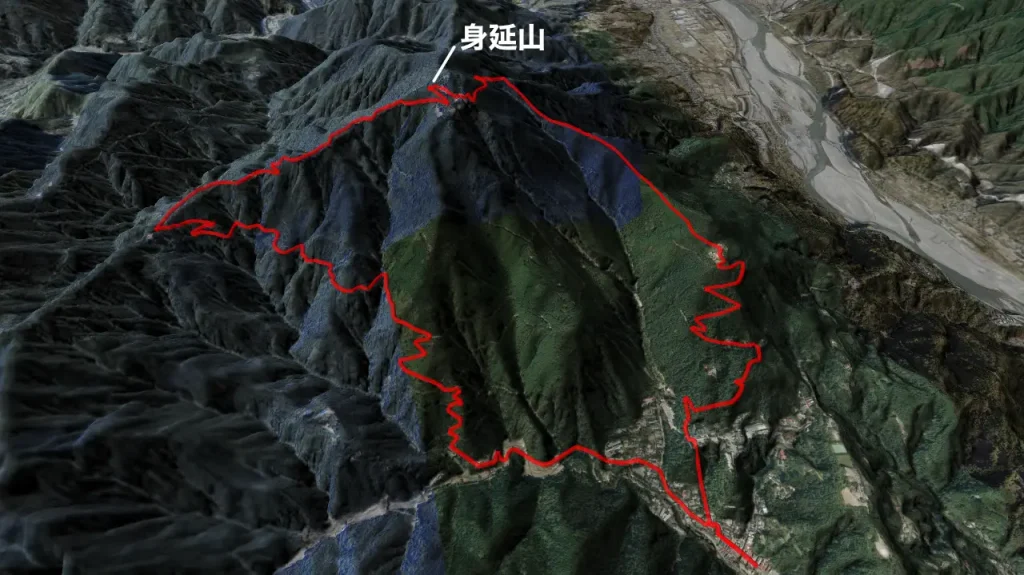 山梨県 身延山の登山コース3D図